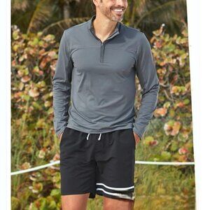Cabana Life Men's Grey Sport Zip Rashguard Long Sleeve Top Size XL  NWT